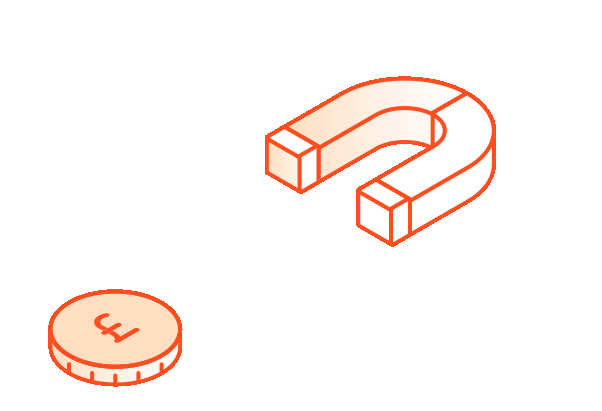 Coin being pulled in by a magnet